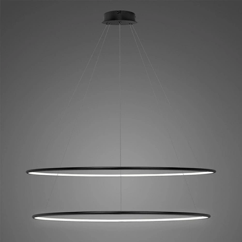 Lampa sufitowa LED Ledowe Okręgi 120 cm czarna regulowana do salonu Altavola Design