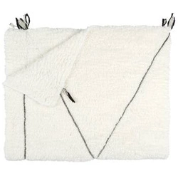 Intesi Sherpa gruby koc na kanapę biały z czarnym wzorem ciepły pled 130x160