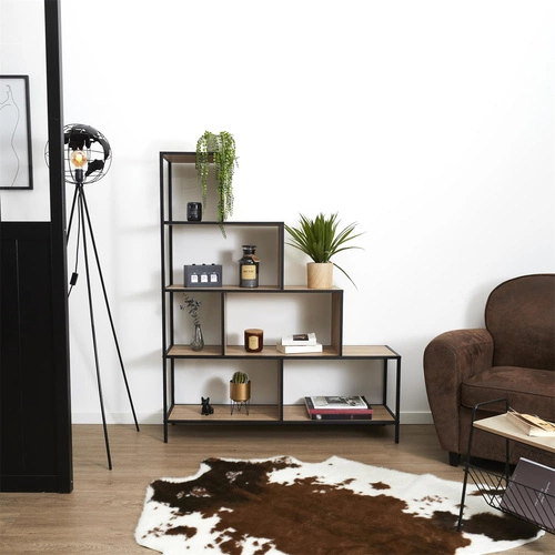 Regał schodkowy Edison industrialny metalowy na książki do salonu i sypialni 120 cm Intesi