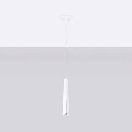 Lampa wisząca PRYSM 1 biała nowoczesna do salonu i kuchni stalowa pojedyncza 120 cm