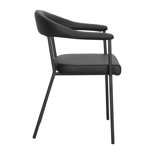 Krzesło tapicerowane Ava Actona do jadalni i salonu czarne ekoskóra z podłokietnikami industrialne