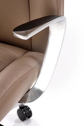 Fotel biurowy ergonomiczny obrotowy Nolvia cappuccino skórzany z podłokietnikami do biura