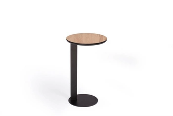 Stolik kawowy ODEN okrągły 30 cm nowoczesny dąb naturalny metalowy do salonu NORDIFRA