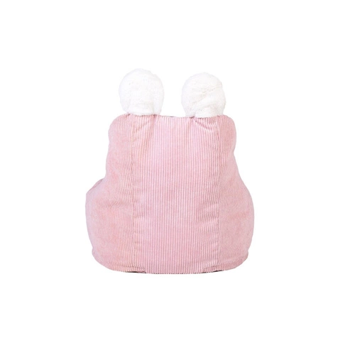 Pufa dla dzieci Lievre różowa sztruksowa z uszami do pokoju dziecka nowoczesna Intesi 55 cm