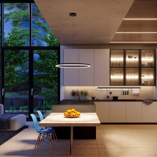 Żyrandol ODA 80 nowoczesny czarny LED z regulacją do salonu i jadalni 80 cm