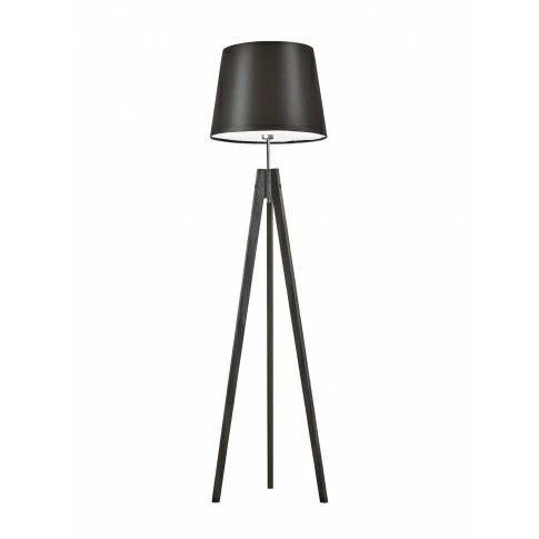 Lampa podłogowa drewniana trójnóg Aruba brązowa z abażurem do salonu i sypialni LYSNE