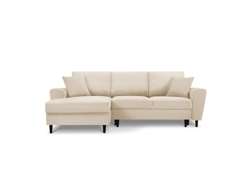 Narożnik z funkcją spania Moghan Beige Corduroy Lewostronna kolor nóg czarny