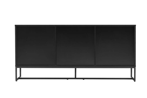 Komoda Clar 160 cm nowoczesna dąb i czarny z frontami w jodełkę na metalowych nogach do salonu