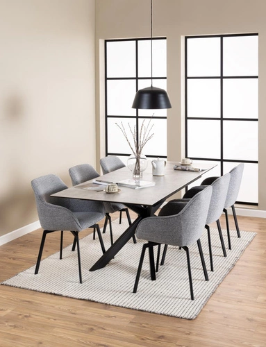 Stół rozkładany do jadalni Irwine Actona szary ceramiczny blat czarne nogi nowoczesny 168–210x90 cm