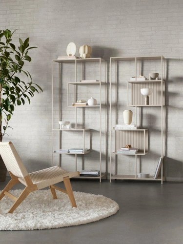 Regał loftowy Seaford II Actona beżowy na książki do salonu 77 cm