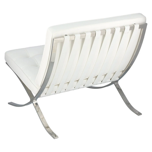 Fotel wypoczynkowy BA1 inspirowany Barcelona do salonu biały ekoskóra nowoczesny glamour