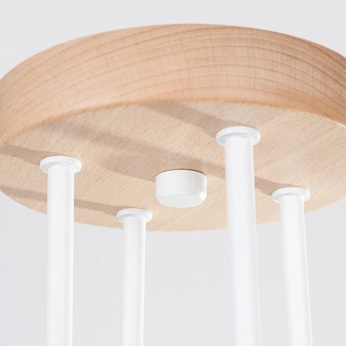 Żyrandol loftowy TIMBO 4 biały z drewnem do salonu i jadalni 4-punktowy SOLLUX