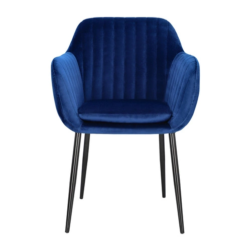 Krzesło do jadalni tapicerowane welur granatowy Emilia Actona z podłokietnikami glamour