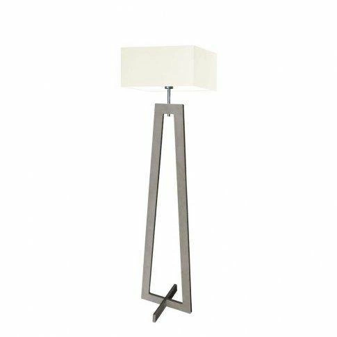 Lampa stojąca do salonu Jawa nowoczesna drewniana z abażurem ecru Lysne 138 cm