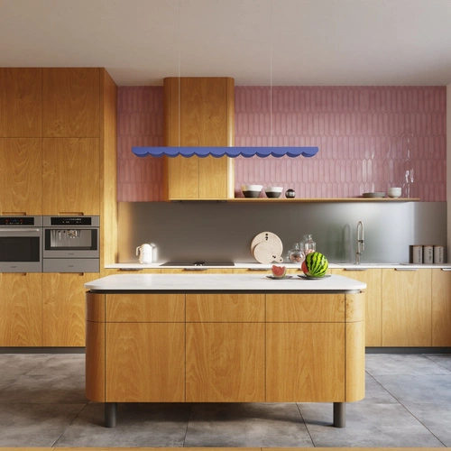 Lampa wisząca BISCUIT ochra czerwona LED nad stół do salonu