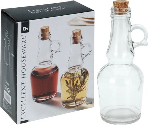 Intesi szklany zestaw do oliwy i octu z korkiem transparentny 250 ml do kuchni