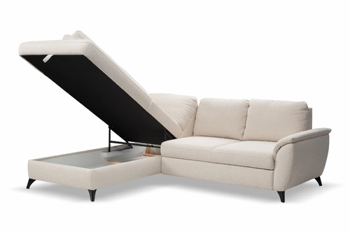 Narożnik z funkcją spania Nevada beżowy nowoczesny lewy z pojemnikiem do salonu Intesi