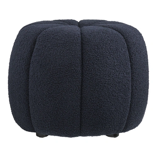 Pufa Paisley granatowa futrzana okrągła do salonu i sypialni