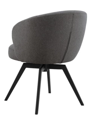 Krzesło do jadalni Darlene Actona szare tapicerowane obrotowe nowoczesne na czarnych nogach