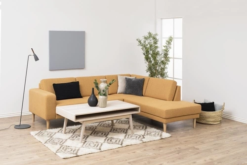 Stolik kawowy Marte prostokątny skandynawski dębowy bielony z półką do salonu Actona