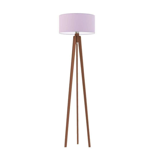 Lampa podłogowa MIAMI abażur jasny fioletowy stelaż mahoniowy