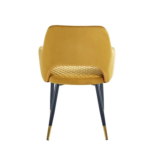 Krzesło tapicerowane Olivia Velvet musztardowe z podłokietnikami do jadalni i salonu glamour