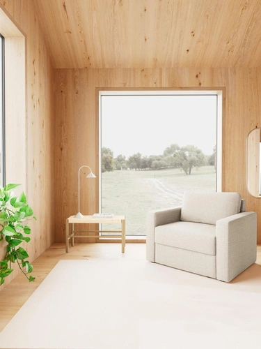 Fotel rozkładany do spania Fleury beżowy aksamitny do salonu