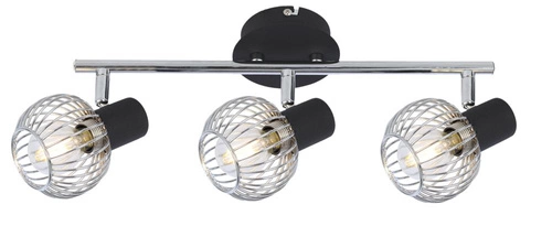 Lampa sufitowa Oslo czarna chrom regulowana 3-punktowa do salonu i sypialni 48 cm