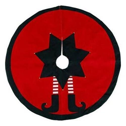 Klasyczny czerwony dywanik pod choinkę Elf 90 cm dekoracja bożonarodzeniowa do salonu Feeric Christmas