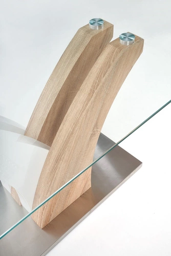Stół do jadalni nowoczesny Virem 160x90 cm szklany blat dąb sonoma biały Intesi