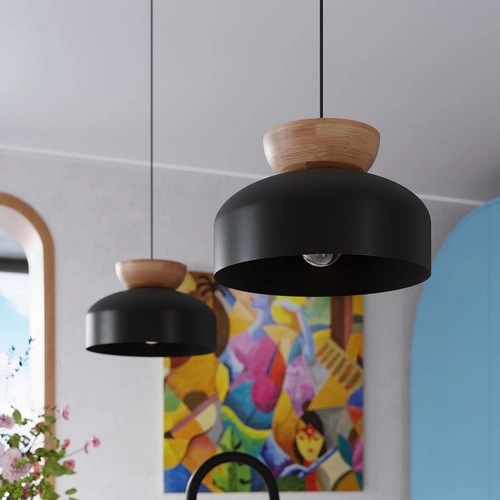 Lampa wisząca MARION czarna skandynawska okrągła do kuchni i jadalni regulowana