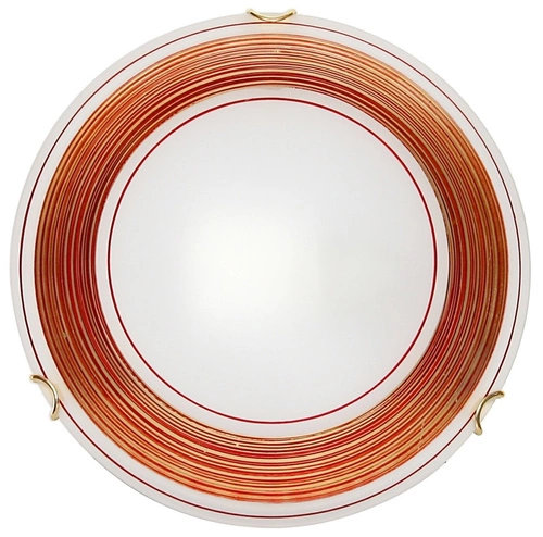 Plafon okrągły szklany Izis czerwono-złoty 30 cm klasyczny do salonu i sypialni