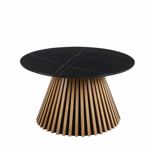 Stolik kawowy Kyoto okrągły 80cm czarny   marmur/dąb
