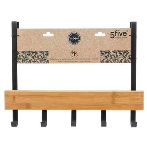 Wieszak ścienny na drzwi Natureo 5five bambusowy czarny do przedpokoju i łazienki