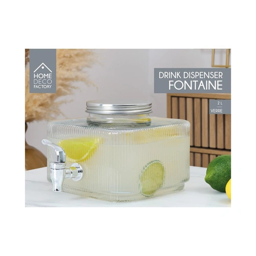 Słój do napojów z kranikiem Colar Square 2L szklany na lemoniadę Intesi