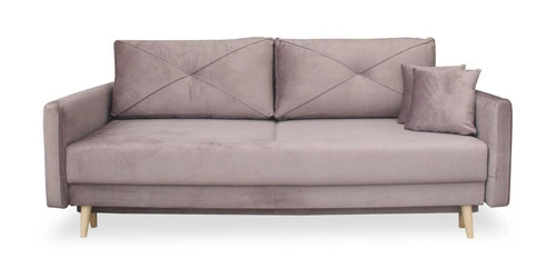 Sofa rozkładana z funkcją spania Saxo różowa do salonu skandynawska z pojemnikiem Intesi