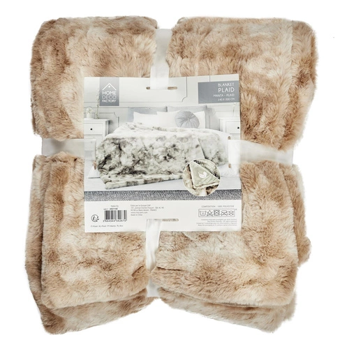 Koc Furry 140x200cm brązowo-kremowy