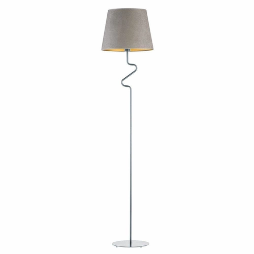 Lampa stojąca do salonu FOGO GOLD szara nowoczesna glamour z welurowym abażurem Lysne 174 cm