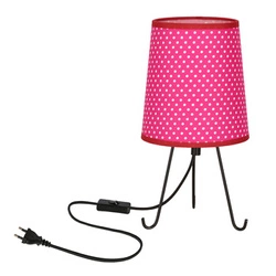 Lampa stołowa Smally czarny 1x40 E14 abażur fuksja w kropki