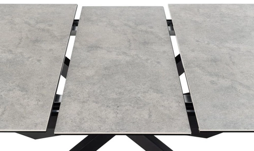 Stół rozkładany do jadalni Irwine Actona szary ceramiczny blat czarne nogi nowoczesny 168–210x90 cm