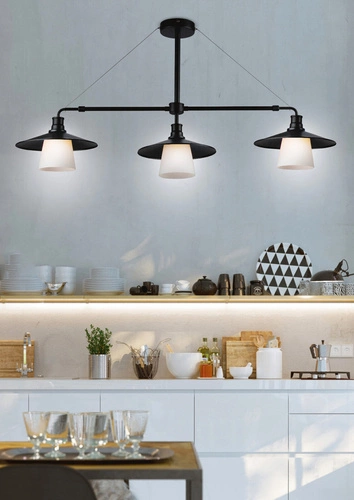 Lampa wisząca Loft 3-punktowa czarna szklana do salonu i nad stół CANDELLUX