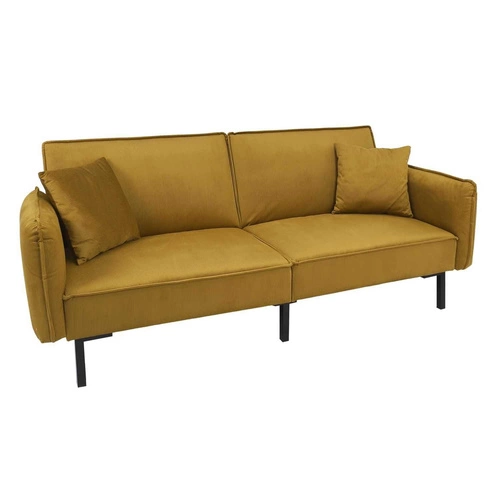 Sofa rozkładana Giulia żółta z funkcją spania do salonu, skandynawska, kompaktowa Intesi