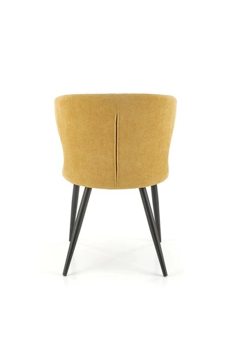 Krzesło tapicerowane Odile Intesi musztardowe do jadalni nowoczesne na czarnych nogach