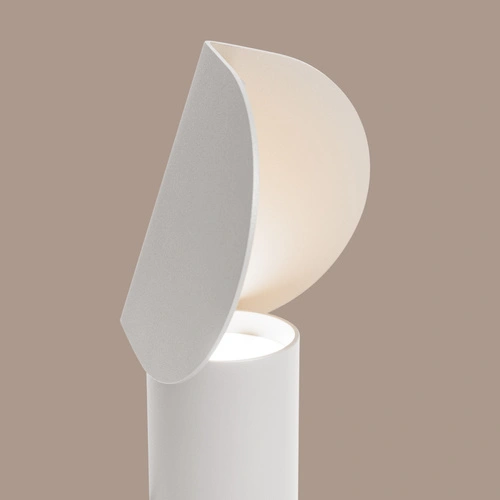 BISCUIT biała lampka biurkowa LED nowoczesna aluminiowa 3000K