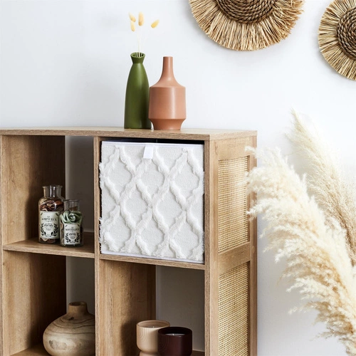 Pudełko materiałowe 30x30 do regału Boho Intesi składane dekoracyjne białe