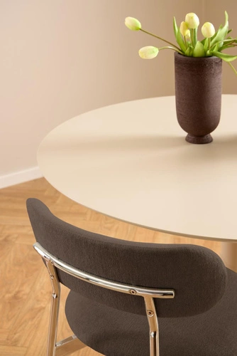 Krzesło Lyric Actona brązowe chromowane tapicerowane do jadalni