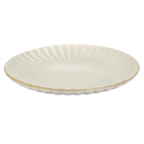 Ceramiczny talerz do serwowania Vlora 32cm beżowy do jadalni, do zmywarki Intesi