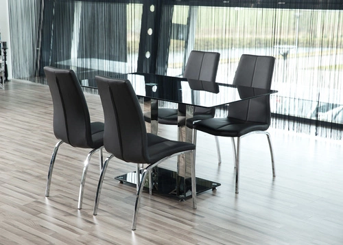 Zestaw 4 krzeseł Asama czarne tapicerowane