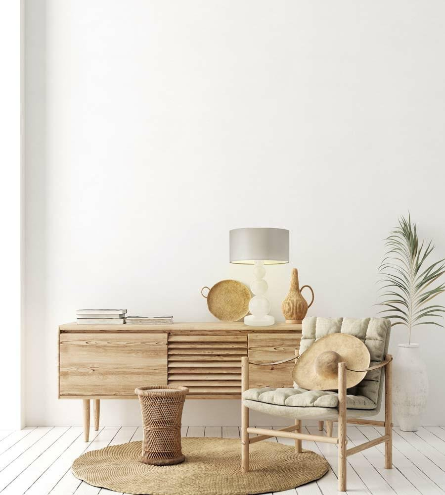 Lampka HONOLULU abażur ecru stelaż czarny