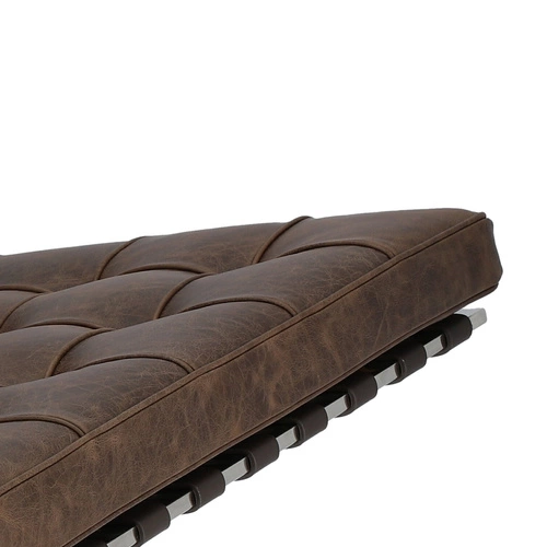 Fotel wypoczynkowy BA1 inspirowany Barcelona skórzany brązowy do salonu nowoczesny retro